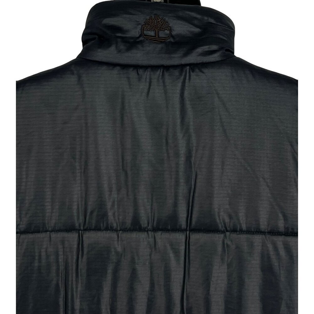 Timberland Men Blue Quilt Puffer Vest Medium Snap Button Pockets Sleeveless EUC - Picture 7 of 10